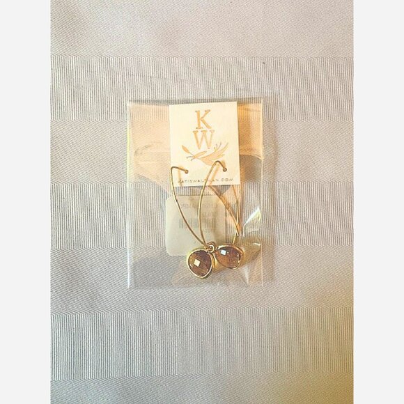 Champagne Drop Earrings – Gold Filled Wire with Glass Bezel - Picture 3 of 4